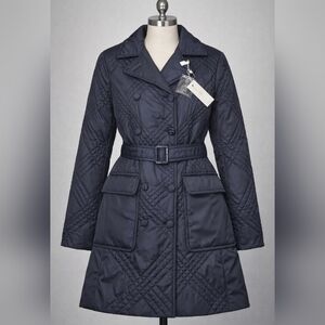 Tory Burch Navy Quilted Trench Coat